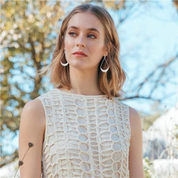 Lightweight Silver Dangle Earrings – 925 Sterling Silver Teardrop Earrings - Picture 4 of 5